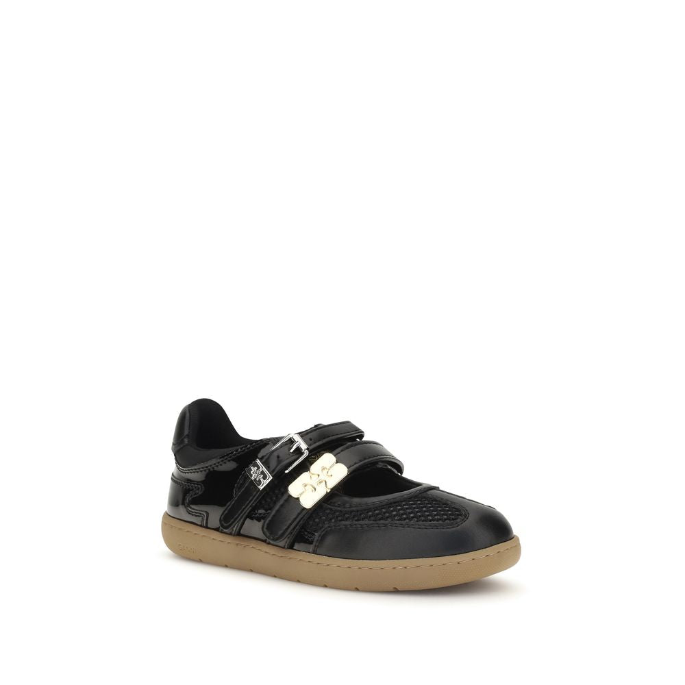 Ballet Flat Shoes by Ganni for women in tu polyester & polyurethane black features an captivating silhouette, showcasing the captivating style of the Women's TU Polyester & Polyurethane Ballet Flat Shoes with its distinct and refined .