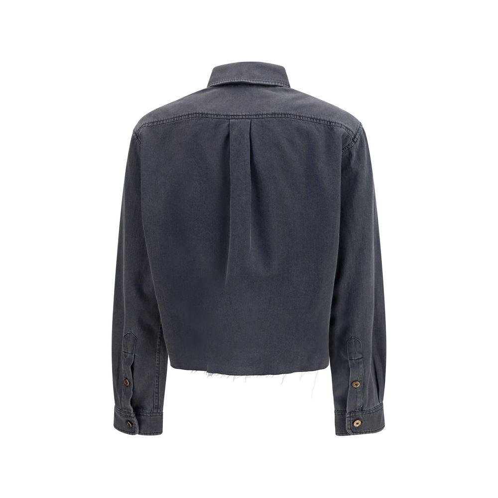 Shirt by Miu Miu for women in denim cotton gray presents a discerning silhouette, showcasing a sophisticated and for a truly discerning finish.
