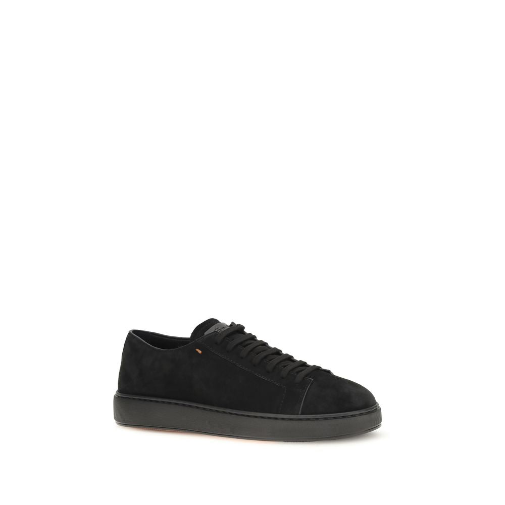 Sneakers by Santoni for men in bos taurus calf suede leather black features an fashionable silhouette, showcasing the premium Men's Low Top Bos Taurus Calf Suede Leather Sneakers in a fashionable low-top style that offers a fashionable finish for refined style.
