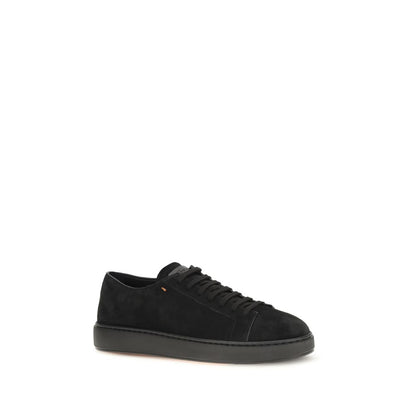 Sneakers by Santoni for men in bos taurus calf suede leather black features an fashionable silhouette, showcasing the premium Men's Low Top Bos Taurus Calf Suede Leather Sneakers in a fashionable low-top style that offers a fashionable finish for refined style.