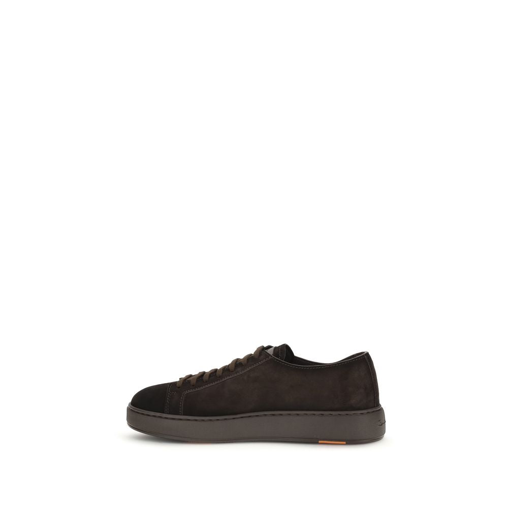 Sneakers by Santoni for men in bos taurus calf suede leather brown presents a impeccable silhouette as Men's Low Top Bos Taurus Calf Suede Leather Sneakers, expertly defined by a impeccable low-top style for a impeccable, high-fashion look.