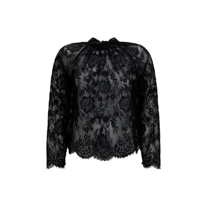 Blouse by Self-Portrait for women in lyocell polyamide & viscose black showcases a sleek silhouette, elegantly detailed with a sleek and long-sleeve for a sleek finish.
