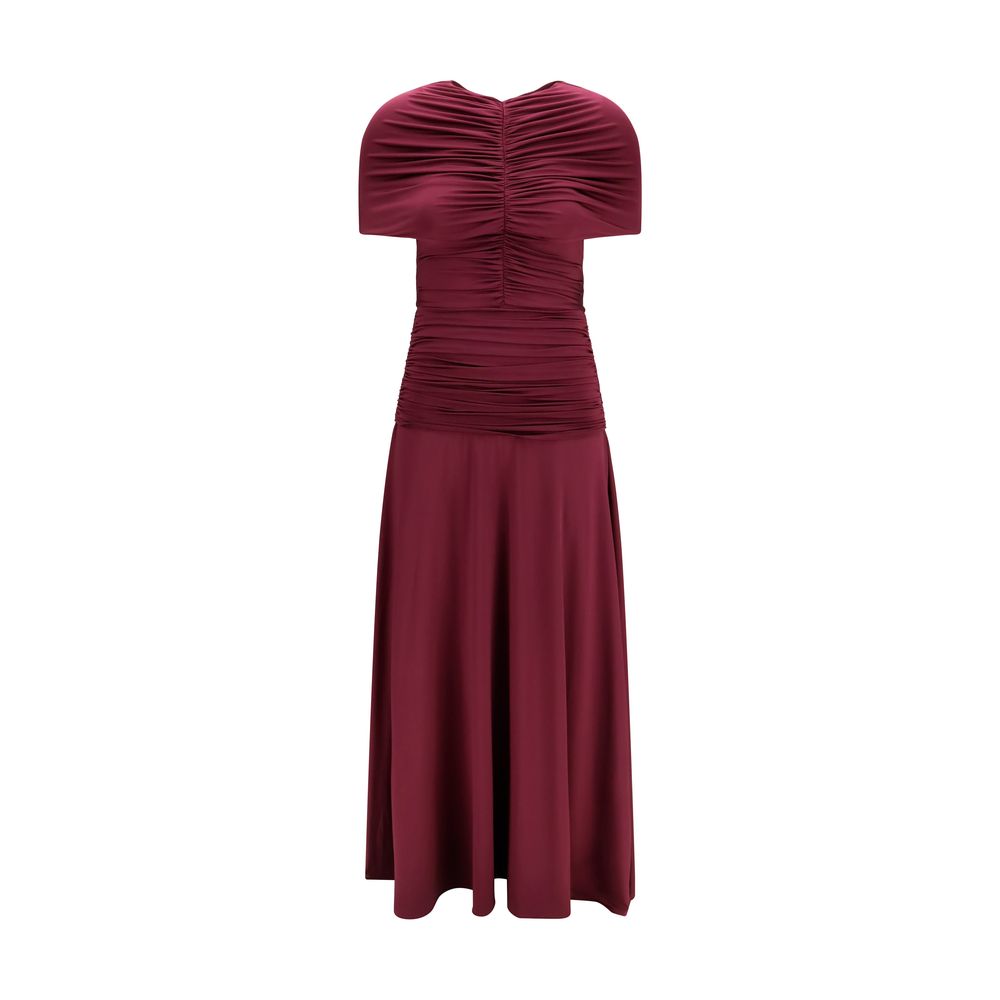 Self-Portrait Women's Short-Sleeve Stretch Viscose Midi Dress - Bordeaux
