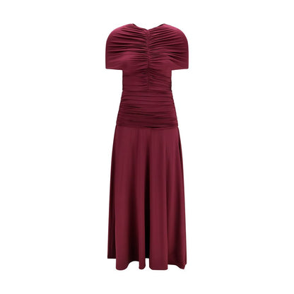 Self-Portrait Women's Short-Sleeve Stretch Viscose Midi Dress - Bordeaux