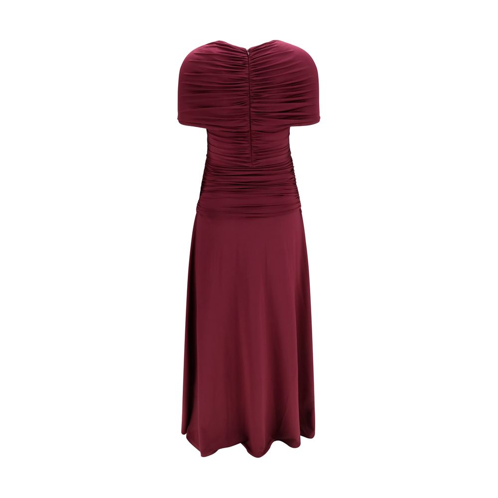 Self-Portrait Women's Short-Sleeve Stretch Viscose Midi Dress - Bordeaux