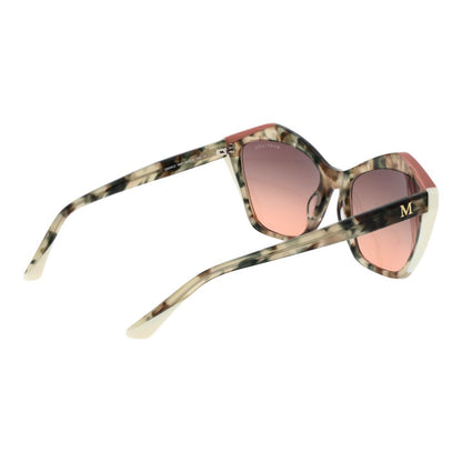 Sunglasses by Marciano by Guess for women in acetate green showcases a ethereal silhouette, featuring olive coloured frame butterfly full-rim frame design with gradient category-2-medium-tint lens for a ethereal finish.
