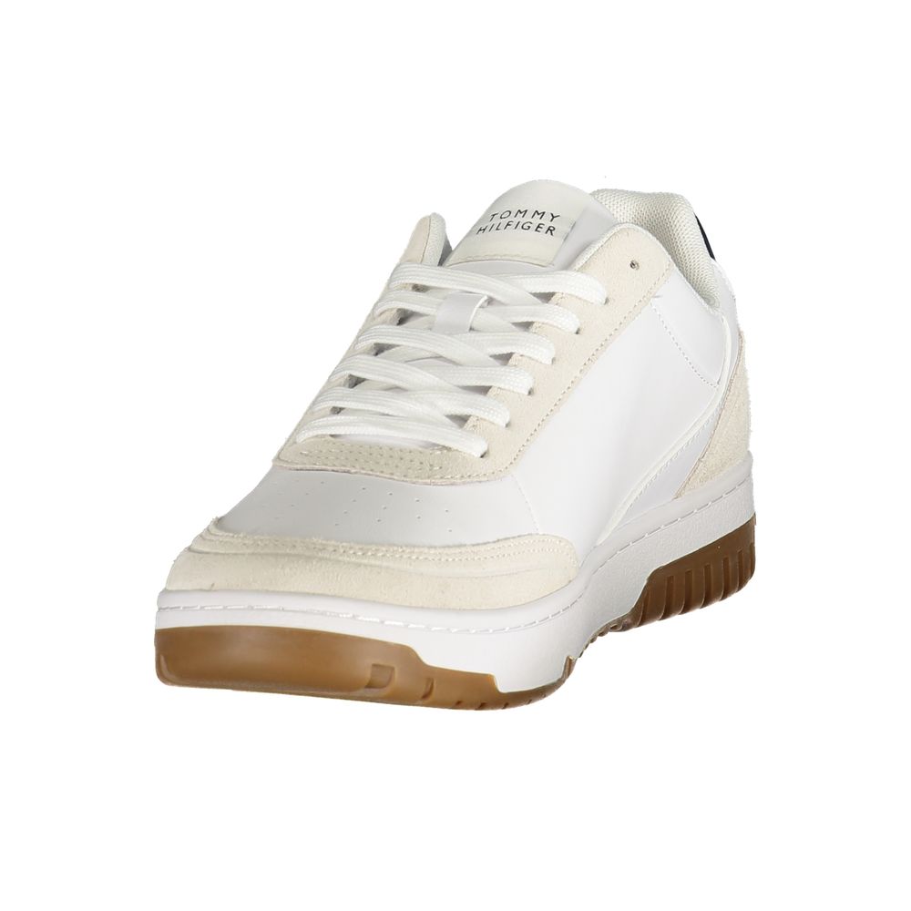 Athletic Sneakers by Tommy Hilfiger for men in polyester polyurethane leather blue, red, white & print presents a sleek silhouette, perfectly capturing the athletic style essence of Men's Athletic Polyester Polyurethane Leather Sneakers with its sleek design and premium finish.