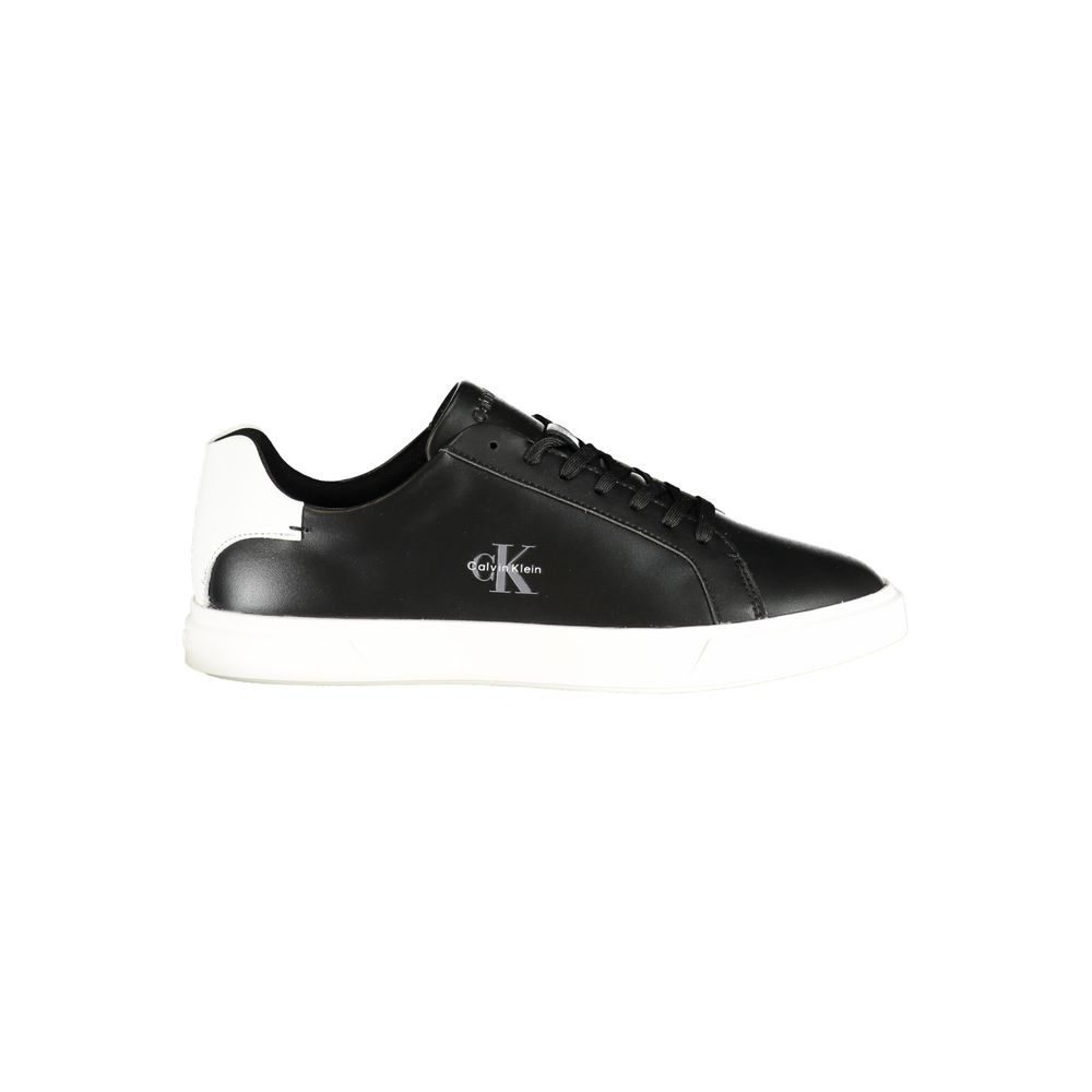 Athletic Sneakers by Calvin Klein for women in polyester polyurethane leather black & white showcases an impeccable silhouette, defined by an impeccable athletic style design that perfectly captures the essence of the Women's Athletic Polyester Polyurethane Leather Sneakers.
