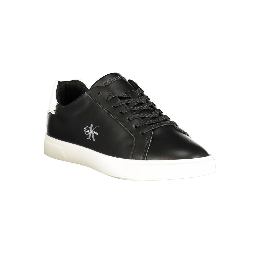 Athletic Sneakers by Calvin Klein for women in polyester polyurethane leather black & white presents a sleek silhouette, perfectly capturing the athletic style essence of Women's Athletic Polyester Polyurethane Leather Sneakers with its sleek design and premium finish.
