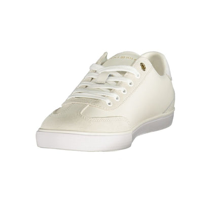 Athletic Sneakers by Tommy Hilfiger for women in polyester polyurethane leather white, signature & print features an stately silhouette, showcasing the signature athletic style of the Women's Athletic Polyester Polyurethane Leather Sneakers collection with a truly stately finish.
