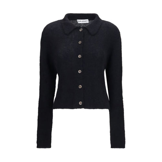 Cardigan by Our Legacy for women in polyamide merino & alpaca wool black, brown & pearl showcases a captivating silhouette, artfully detailed with a captivating and for a truly sophisticated captivating look.