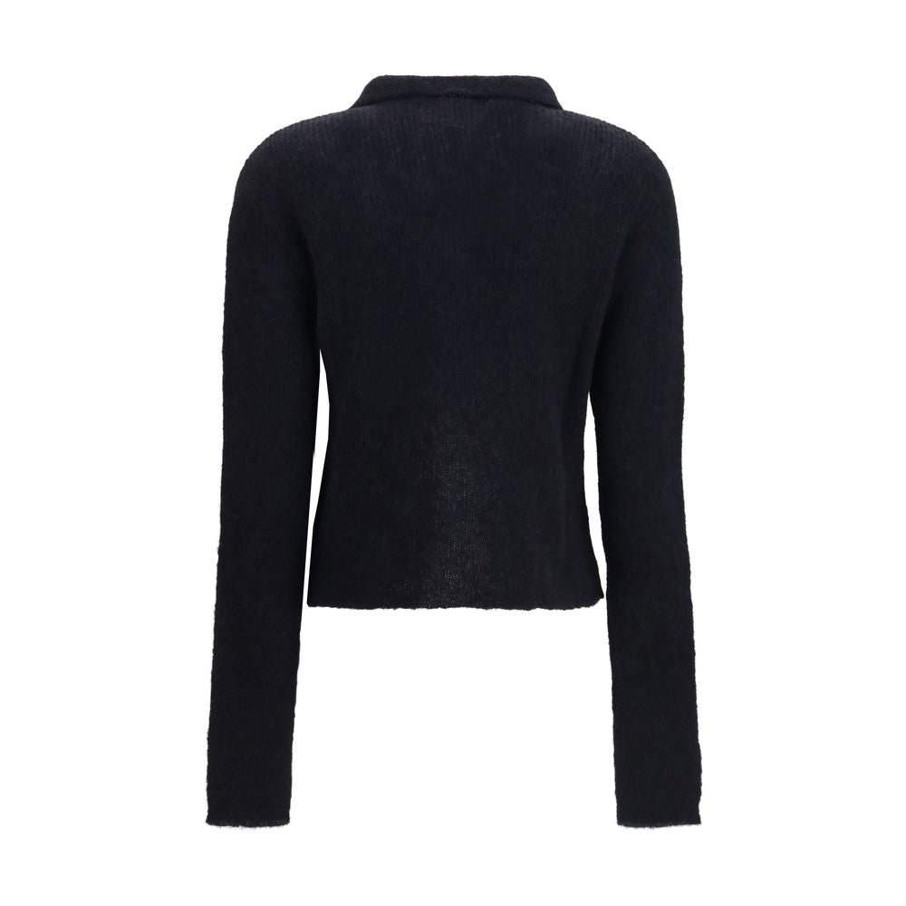 Cardigan by Our Legacy for women in polyamide merino & alpaca wool black, brown & pearl presents a textural silhouette, artfully finished with a textural and for a sophisticated, textural look.