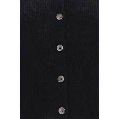 Cardigan by Our Legacy for women in polyamide merino & alpaca wool black, brown & pearl features a nuanced silhouette with a refined and nuanced detailing for a sophisticated look.