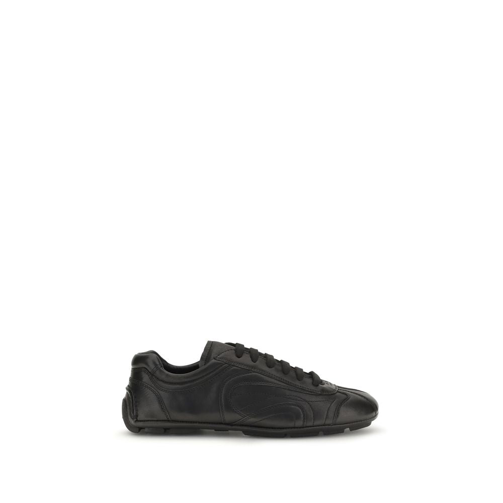 Sneakers by Prada for men in leather & rubber black features a chic design, perfectly showcasing the chic low-top style of this Men's Low Top Leather & Rubber Sneakers.