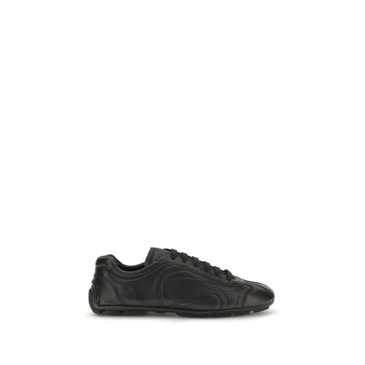Sneakers by Prada for men in leather & rubber black features a chic design, perfectly showcasing the chic low-top style of this Men's Low Top Leather & Rubber Sneakers.
