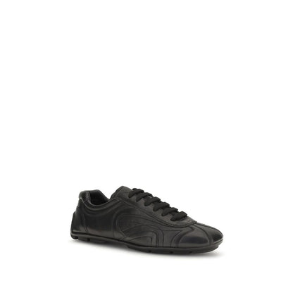 Sneakers by Prada for men in leather & rubber black features an timeless silhouette from the Men's Low Top Leather & Rubber Sneakers collection, showcasing a signature low-top style with an timeless finish.