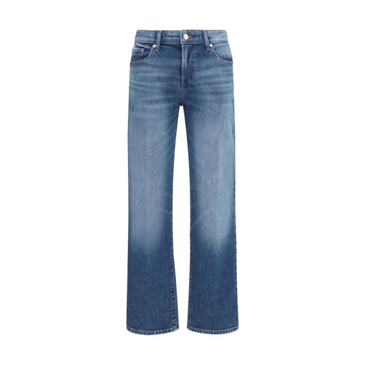 Jeans by 7FOR for women in stretch denim cotton blue features a refined silhouette with a refined straight-leg & regular-fit, defined by a and a refined long for a refined finish.