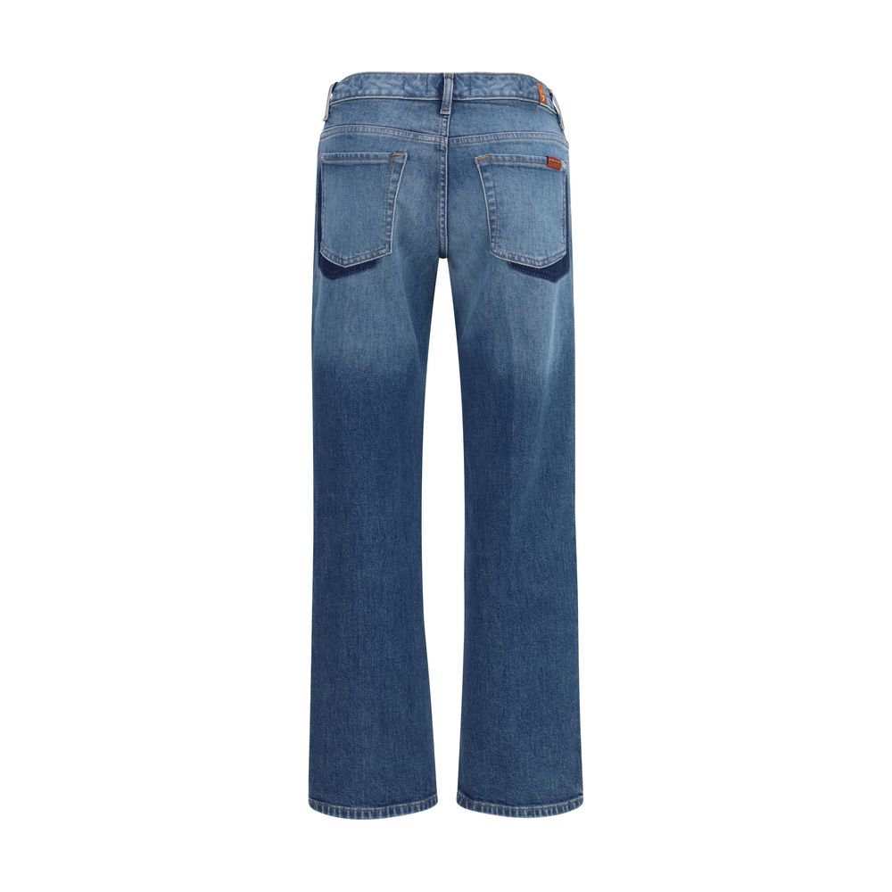 Jeans by 7FOR for women in stretch denim cotton blue features an refined tailoring silhouette, showcasing a premium straight-leg & regular-fit with a and long cut for a refined tailoring look.