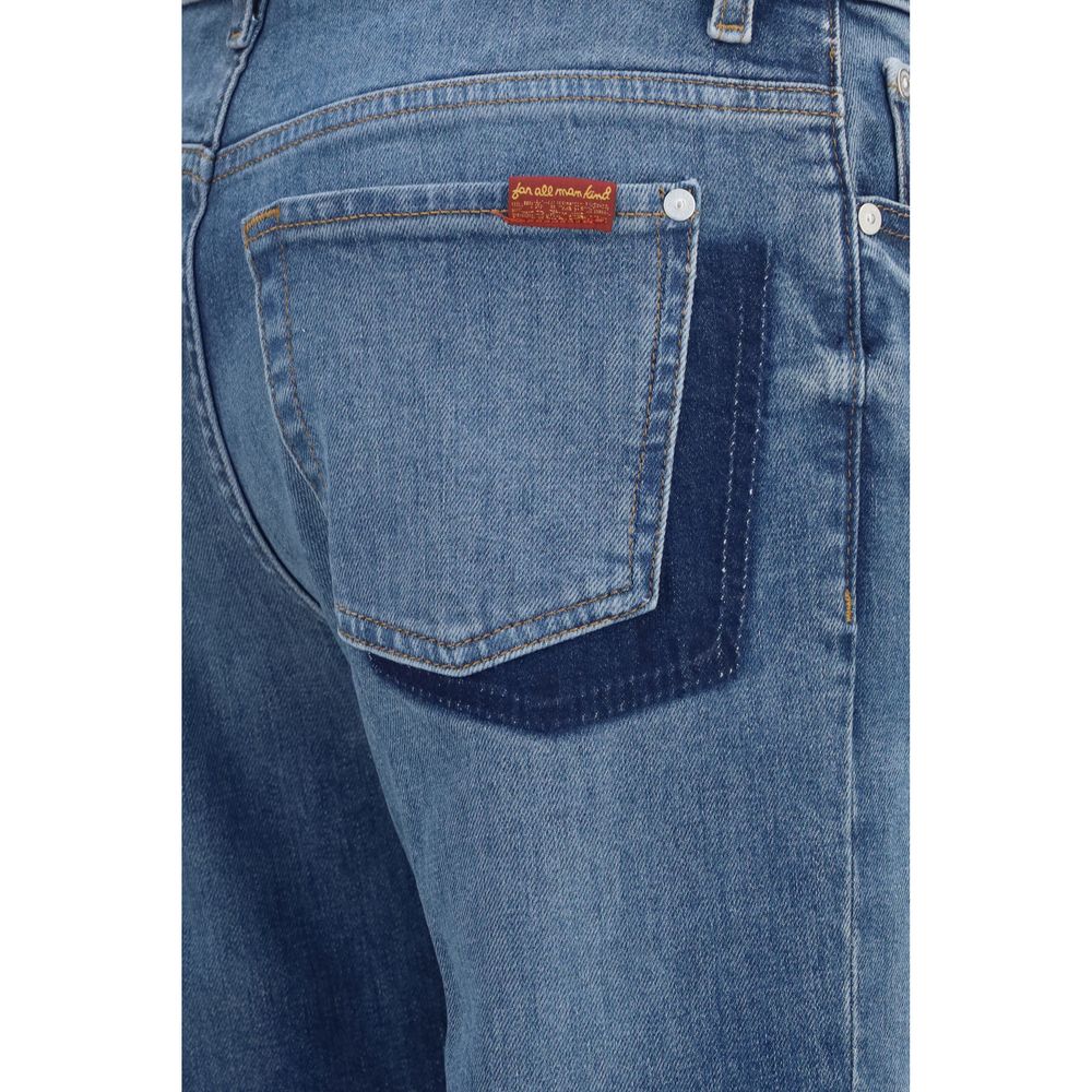 Jeans by 7FOR for women in stretch denim cotton blue features an sophisticated and straight-leg & regular-fit with a precise long, creating a sophisticated and sophisticated silhouette.