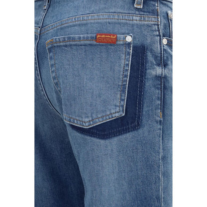 Jeans by 7FOR for women in stretch denim cotton blue features an sophisticated and straight-leg & regular-fit with a precise long, creating a sophisticated and sophisticated silhouette.