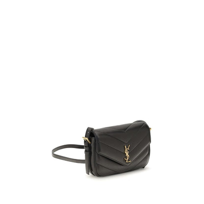 Quilted 2-in-1 Shoulder & Crossbody Bag by Saint Laurent for women in lambskin leather black, chevron & signature presents a versatile silhouette, showcasing a secure and versatile with versatile crossbody-strap & shoulder-strap for a sophisticated look.