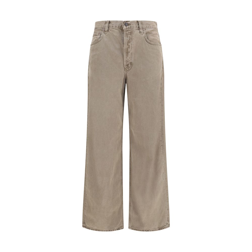 Casual Pants by Agolde for women in cotton & silk brown, natural, floral & print features an sartorial relaxed-fit, regular-fit & wide and long with a cut for a sartorial finish.