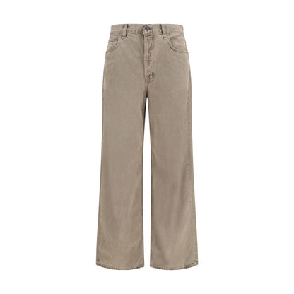 Casual Pants by Agolde for women in cotton & silk brown, natural, floral & print features an sartorial relaxed-fit, regular-fit & wide and long with a cut for a sartorial finish.