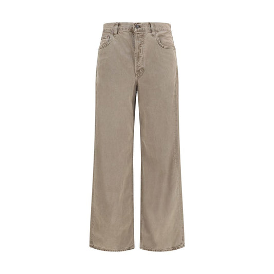 Casual Pants by Agolde for women in cotton & silk brown, natural, floral & print features an sartorial relaxed-fit, regular-fit & wide and long with a cut for a sartorial finish.