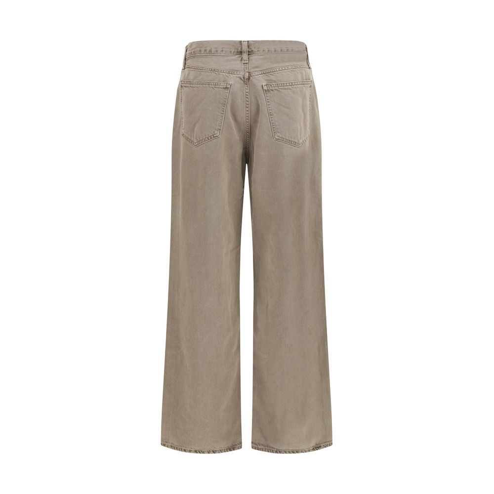 Casual Pants by Agolde for women in cotton & silk brown, natural, floral & print presents a tailored silhouette, showcasing a tailored relaxed-fit, regular-fit & wide and long cut with a refined for a truly tailored aesthetic.