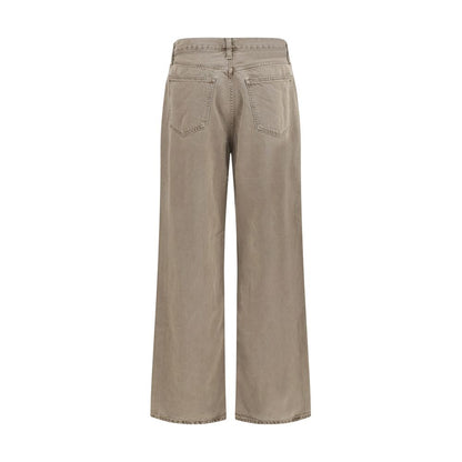 Casual Pants by Agolde for women in cotton & silk brown, natural, floral & print presents a tailored silhouette, showcasing a tailored relaxed-fit, regular-fit & wide and long cut with a refined for a truly tailored aesthetic.