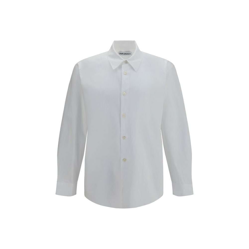 Dress Shirt by Our Legacy for men in lyocell & cotton pearl & white showcases a sharp silhouette, elegantly detailed with a sharp and sharp .
