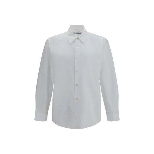 Dress Shirt by Our Legacy for men in lyocell & cotton pearl & white showcases a sharp silhouette, elegantly detailed with a sharp and sharp .