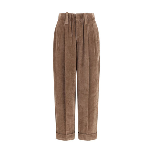 Casual Pants by Brunello Cucinelli for women in viscose cashmere & capra leather brown features an sophisticated and regular-fit with a precise long, creating a sophisticated and sophisticated silhouette.