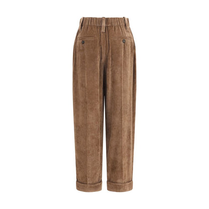 Casual Pants by Brunello Cucinelli for women in viscose cashmere & capra leather brown presents a refined pantology silhouette, artfully defined by a refined pantology regular-fit, long, and a sophisticated .