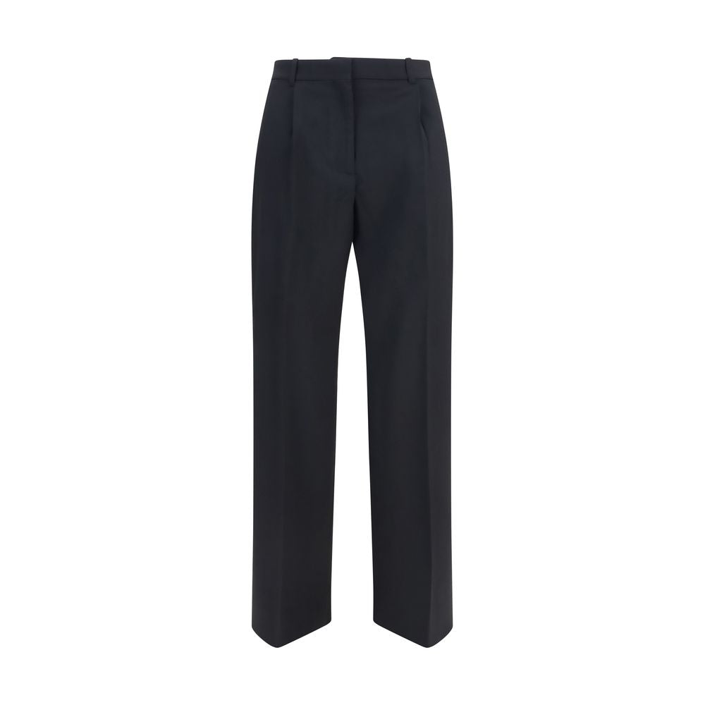 Trousers by Our Legacy for women in merino wool black, horn & natural features a sculptural silhouette, showcasing a sculptural flared, regular-fit & slim and long with a sophisticated for a sculptural finish.