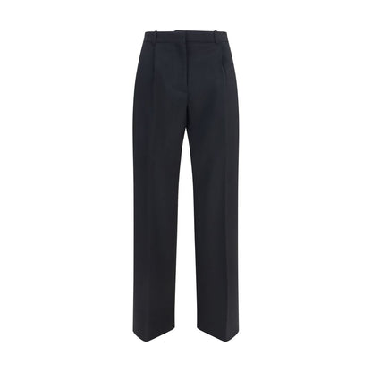 Trousers by Our Legacy for women in merino wool black, horn & natural features a sculptural silhouette, showcasing a sculptural flared, regular-fit & slim and long with a sophisticated for a sculptural finish.