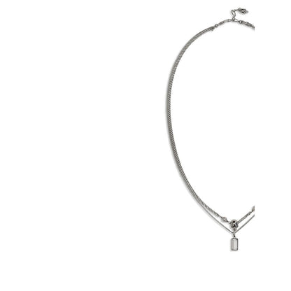 Necklace by Alexander McQueen for men in suede leather silver showcases a dynamic silhouette, artfully highlighting the pendant necklace design from the Skull Men's Silver Brass & Rhinestone Necklace collection for a dynamic aesthetic.