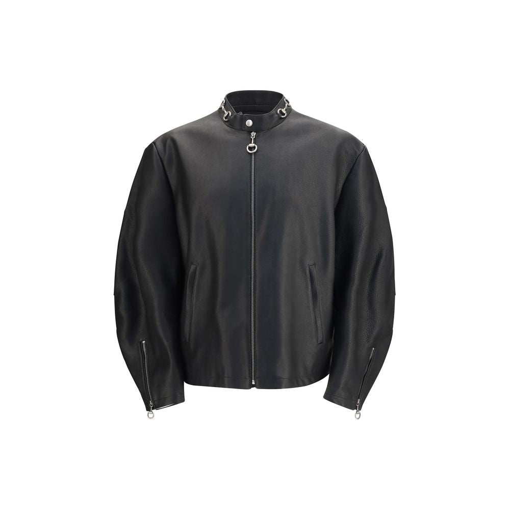 Gucci Horsebit Men's Biker Bos Taurus Bull & Calf Leather Jacket - Black