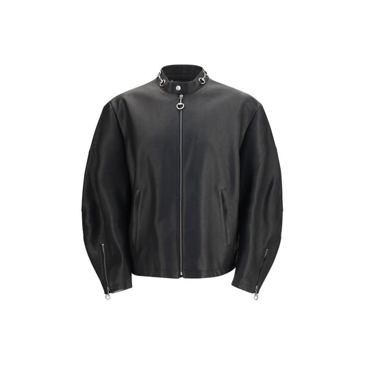 Gucci Horsebit Men's Biker Bos Taurus Bull & Calf Leather Jacket - Black