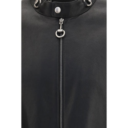 Gucci Horsebit Men's Biker Bos Taurus Bull & Calf Leather Jacket - Black