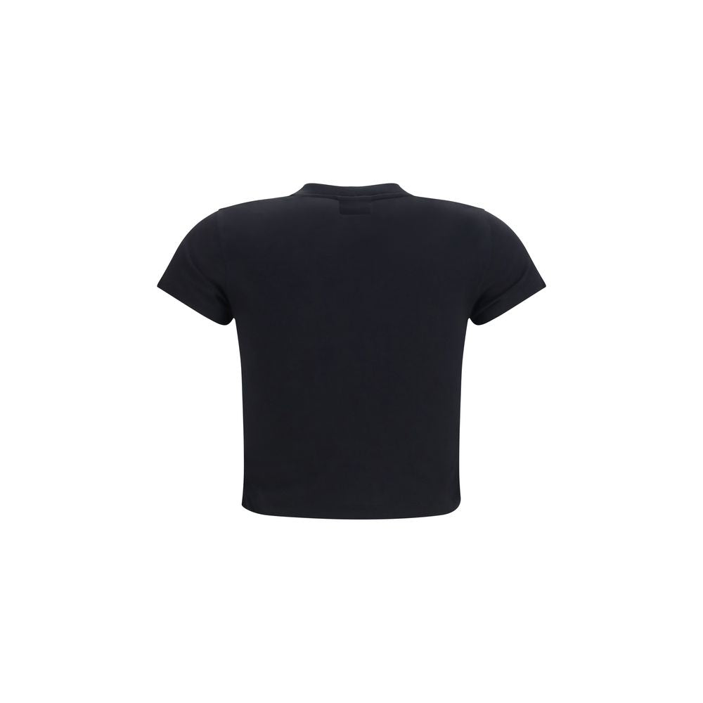 T-Shirt by Gucci for women in cotton polyester black & print showcases a unassuming silhouette, artfully detailed with a refined crew neckline and unassuming for a sophisticated, contemporary look.