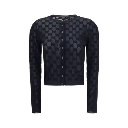 Cardigan by Gucci for women in polyamide viscose & cotton black features an impeccable silhouette, showcasing a sophisticated crew neckline and long-sleeve detail for a truly impeccable finish.