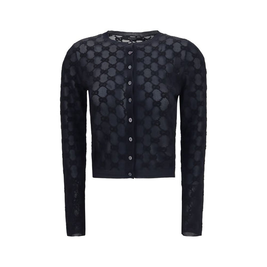 Cardigan by Gucci for women in polyamide viscose & cotton black features an impeccable silhouette, showcasing a sophisticated crew neckline and long-sleeve detail for a truly impeccable finish.