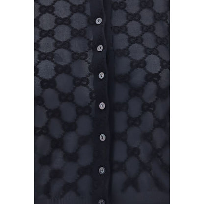Cardigan by Gucci for women in polyamide viscose & cotton black features an crisp silhouette, showcasing a sophisticated and detail for a truly crisp finish.