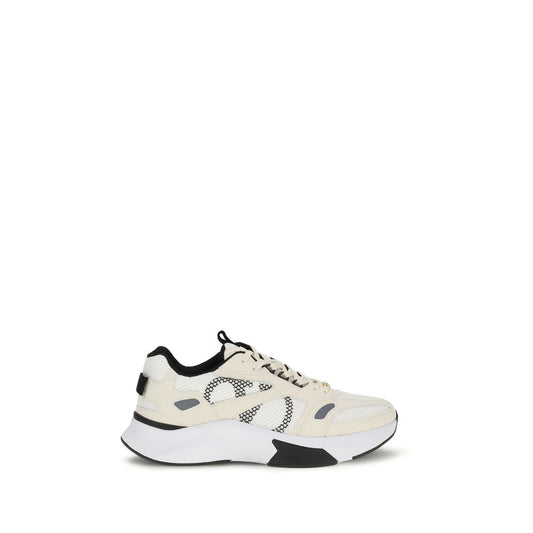 Sneakers by Valentino Garavani for men in suede leather gold, white, signature-print & print features an fashionable silhouette, showcasing the premium V Logo Men's Low Top Suede Leather Sneakers in a fashionable low-top style that offers a fashionable finish for refined style.