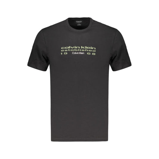 T-Shirt by Calvin Klein for men in cotton black & print showcases a chic silhouette, artfully detailed with a chic crew neckline and for a chic finish.