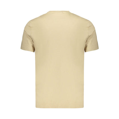 T-Shirt by Calvin Klein for men in cotton beige showcases a dramatic silhouette, elegantly detailed with a dramatic crew neckline and for a truly dramatic finish.