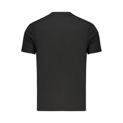 T-Shirt by Calvin Klein for men in cotton black & print showcases a fashionable silhouette, elegantly detailed with a fashionable and crew neckline for a sophisticated, high-fashion look.