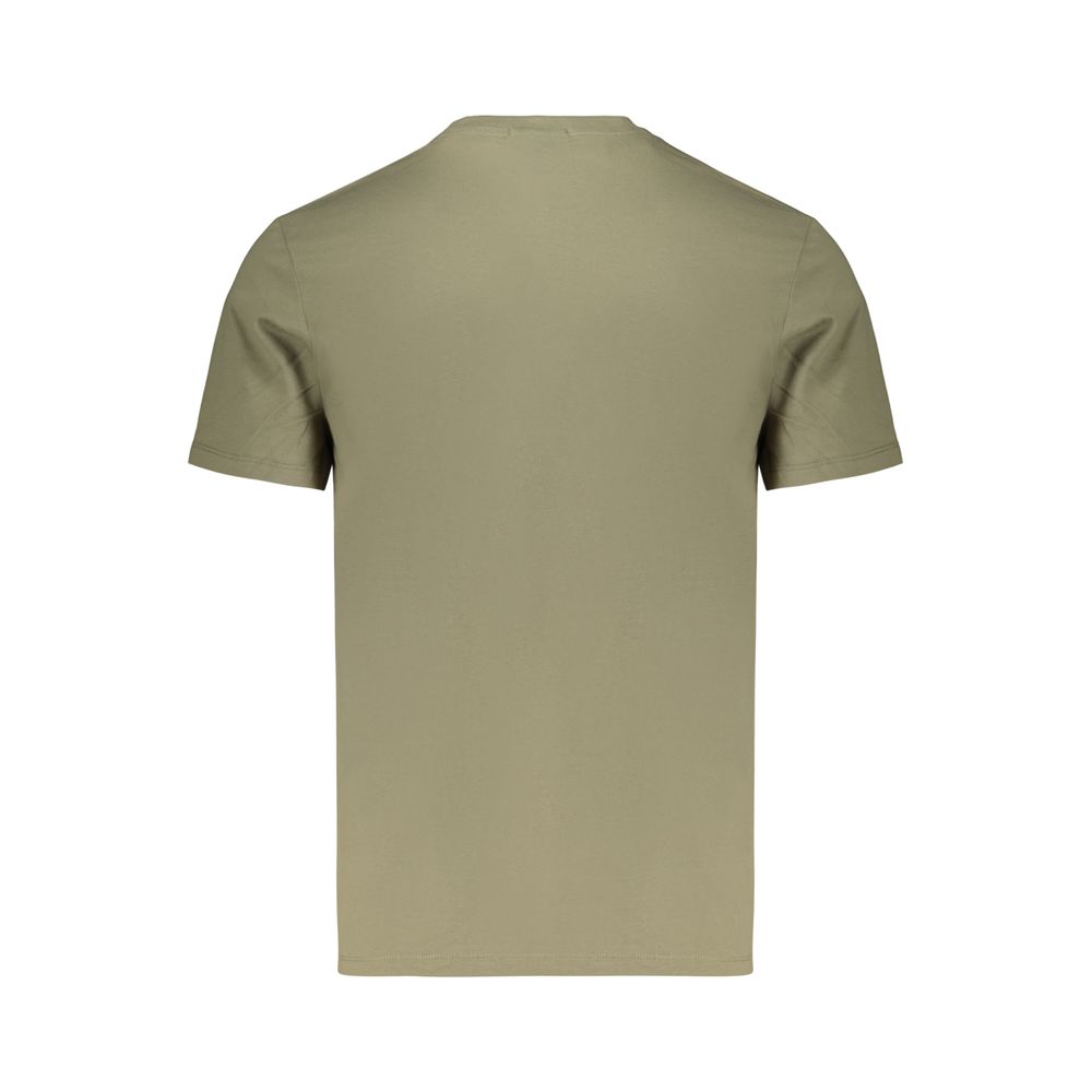 T-Shirt by Calvin Klein for men in cotton green & signature showcases a unassuming silhouette, artfully detailed with a refined crew neckline and unassuming for a sophisticated, contemporary look.