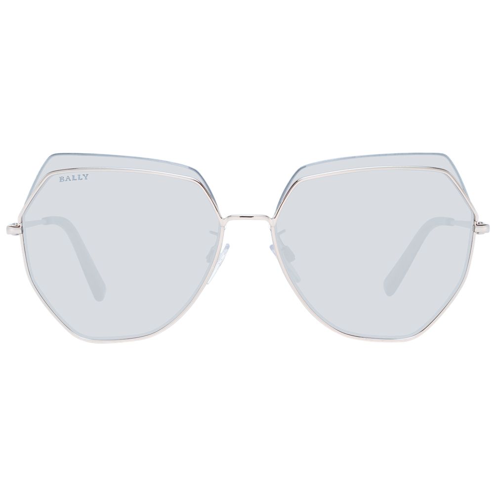 Sunglasses by Bally for women in and rose-gold presents a sumptuous silhouette, featuring rose-gold coloured frame and half-rim trapezium frame design with mirrored category-2-medium-tint lens for a sumptuous look.